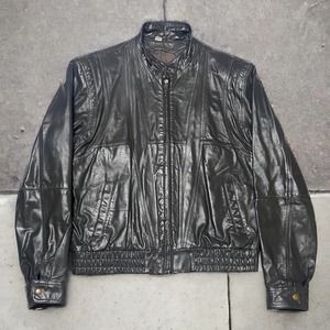 Vintage Wilsons Mens Dark Gray Leather Racer Motorcycle Biker Jacket Size 40 EUC